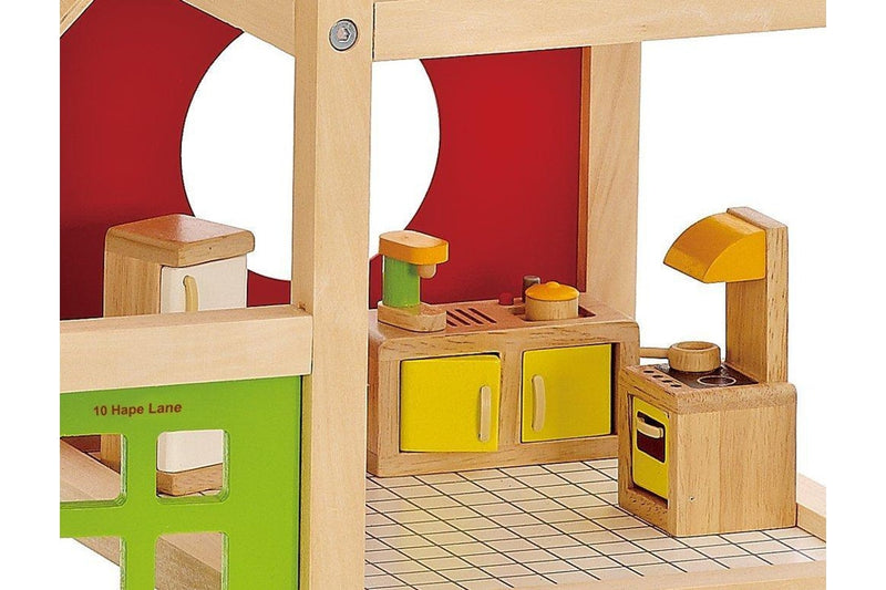 Hape: All Season Wooden Dolls House - Furnished