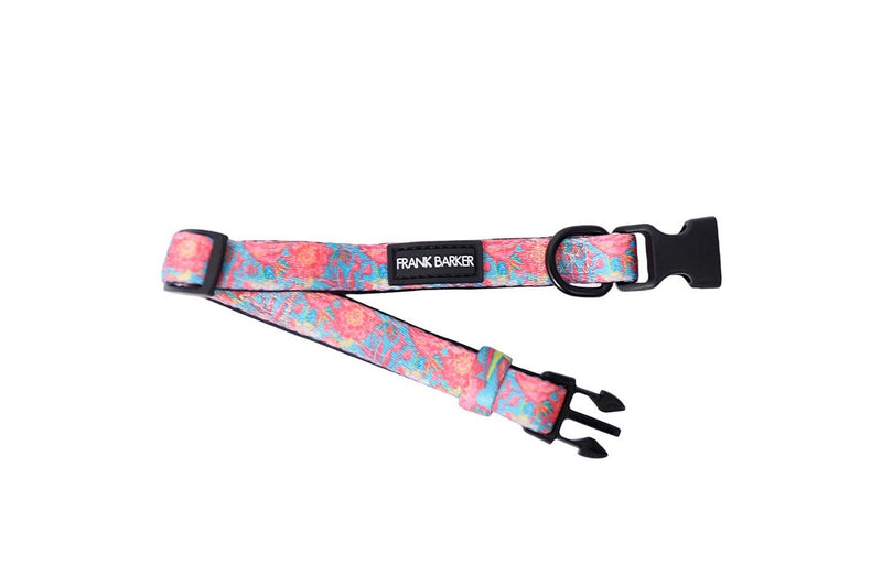 Frank Barker Adjustable 40-65cm Floral Dog Pet Collar Neck Strap w Clasp L