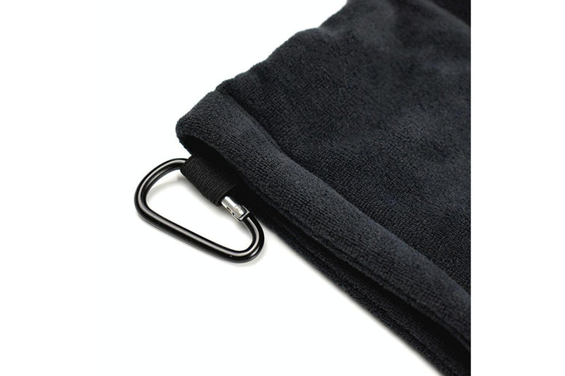 Microfiber Fleece Lining Golf Ball Cleaning Towel With Carabiner Hook Grey