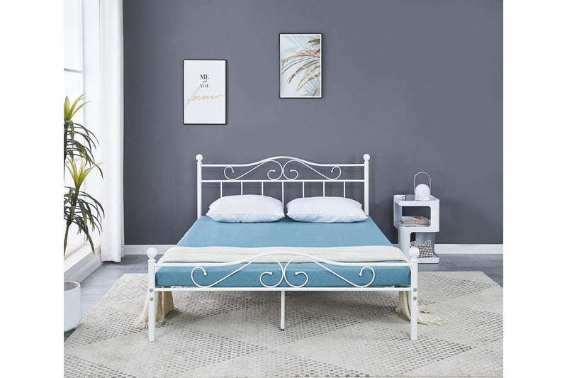 Fraser Country Double Metal Bed Frame - White