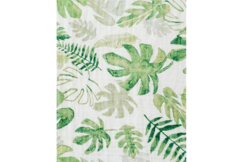 Little Unicorn: Muslin Changing Pad Cover / Bassinet Sheet - Tropical Leaf