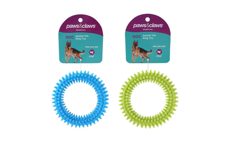 3x Paws & Claws 11cm TPR Spikey Ring Pet Interactive Playing Chewing Toy Assort