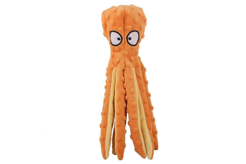 FancyGrab Dog Chew Toys Dog Squeaky Toys Octopus Squeaky Toys For Puppy Orange