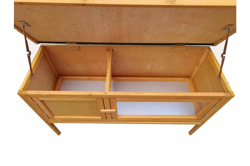 Solid Wood Raised Rabbit Hutch Bunny Cage with Pull Out Tray