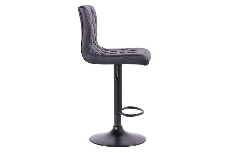 Adjustable Finest Black PU Leatherette Button Bar Stool- Set of 2