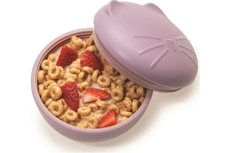 Melii: Silicone Animal Bowl with Lid & Utensils - Cat