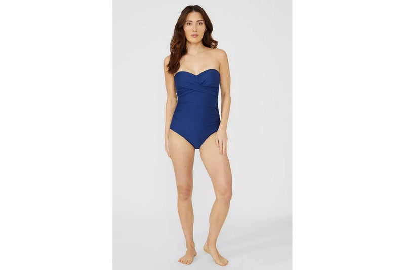 Debenhams Womens/Ladies Textured Bandeau One Piece Swimsuit (Navy) (16 UK)