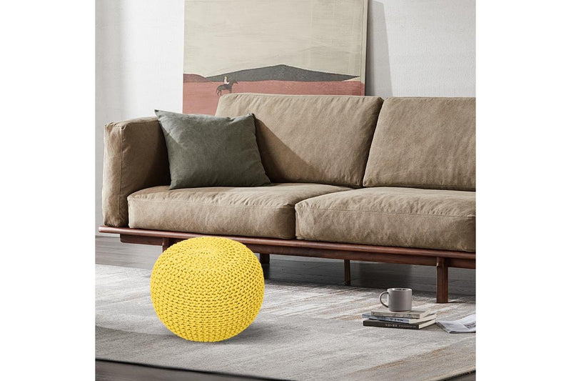 COMFEYA Premium Cotton Round Foot Stool - Yellow