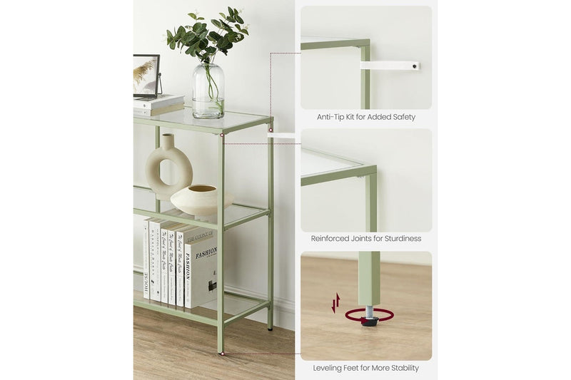 VASAGLE 1M Console Table with Tempered Glass - Laurel Green and Transparent