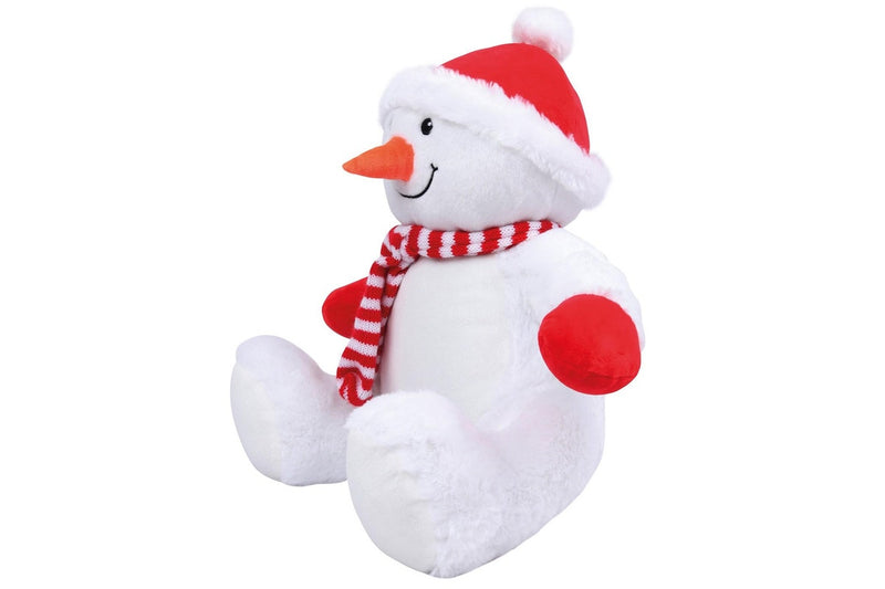 Mumbles Zipped Snowman Plush Toy (White/Red) (One Size)