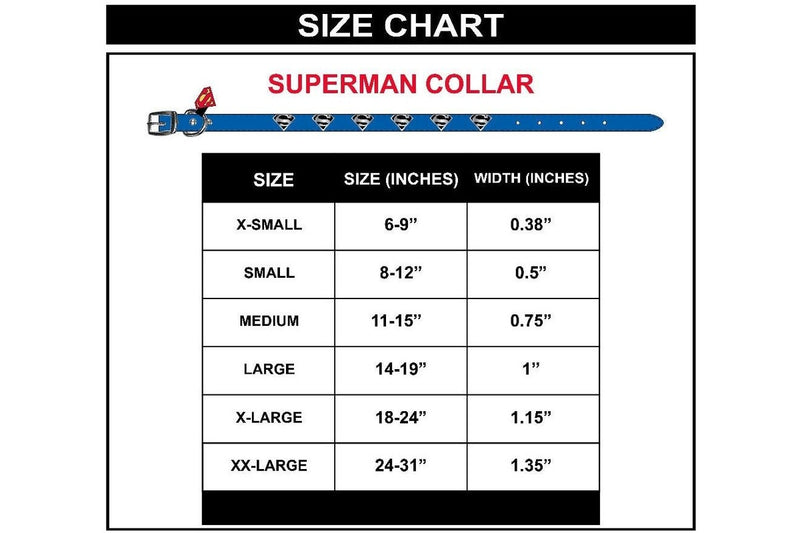 DC Comics: Superman Vegan Leather Dog Collar - X-Large (2.9cm Wide)