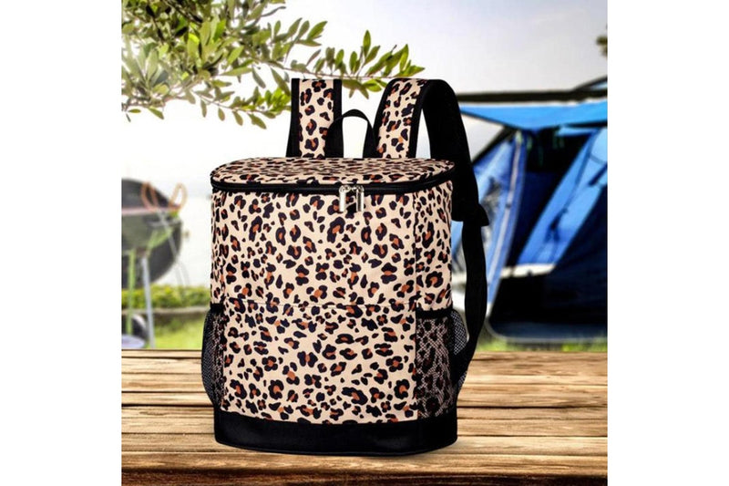 Cooler Backpack Insulated Backpack Leak-proof Cooler Bag for Camping Fishing Lunch Picnic Leopard Color