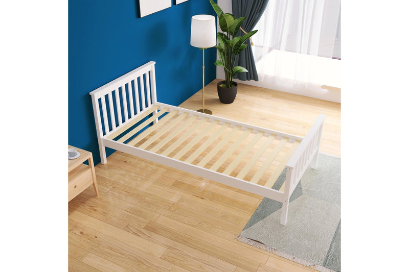 Beckham Single Solid Wooden Bed Frame - White