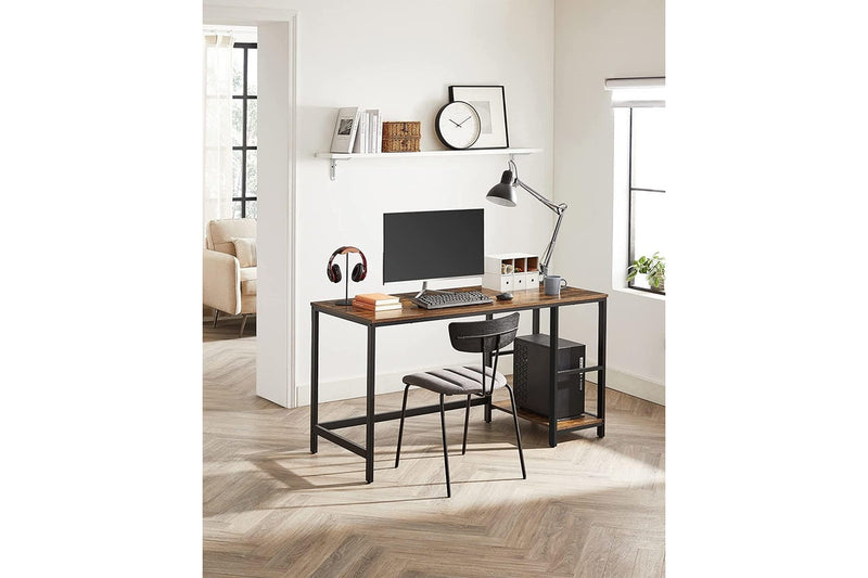 Vasagle 55" Computer Desk with 2 Shelves - Rustic Brown