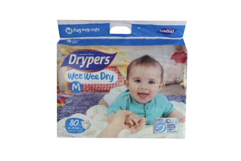 80pk Drypers Wee Wee Dry Disposable Diaper Nappies Nappy - Medium 6-11kg