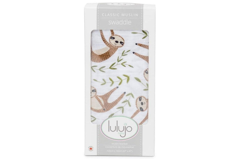 Lulujo: Muslin Cotton Swaddle - Sloth