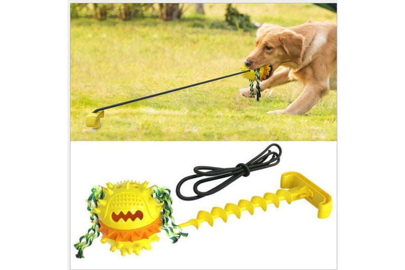 Anti Boredom Fun Dog Ball Toy With Ground Stake - Yellow