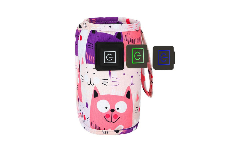 Travel USB Baby Bottle Warmer Milk Heater Bag Thermostat Portable Pouch Pink