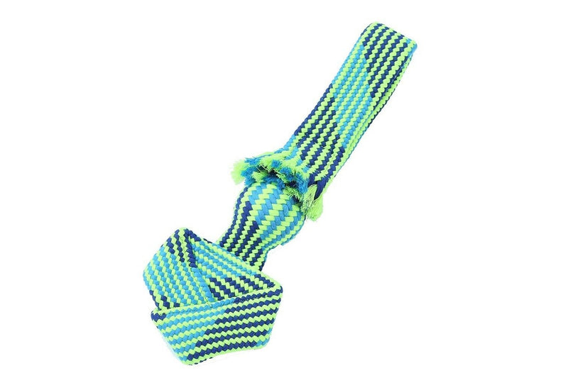 3x Paws & Claws Tug-Of-War Pet Dog Toy 35cm Rope Tugger w Squeaky Ball Blue GRN