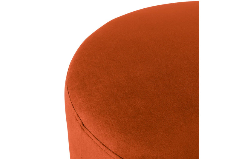 Fraser Country Velvet Round Ottoman - Terracotta