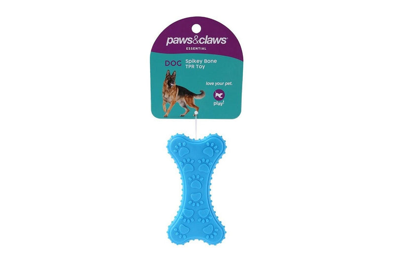 3x Paws & Claws 10cm TPR Spikey Bone Pet Interactive Playing Chewing Toy Assort