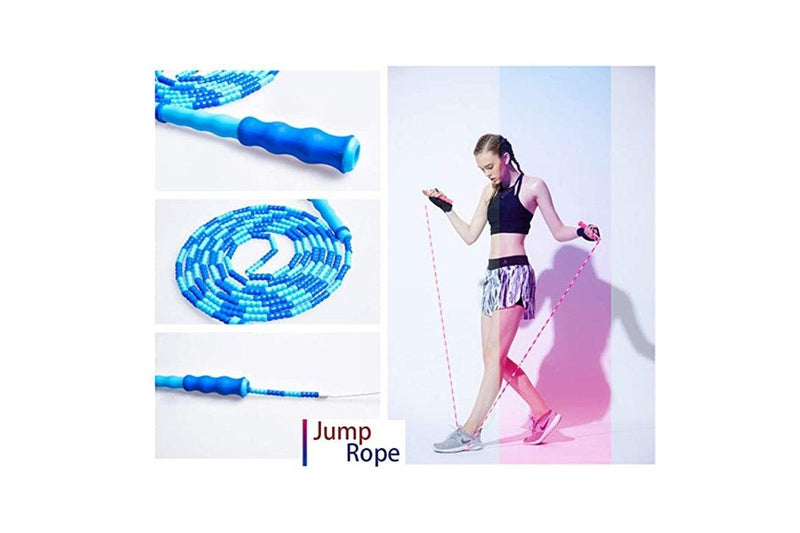 Soft Beaded Jump Rope Adjustable Tangle Free Segmented Fitness Skipping For Men Women And Kids Keeping Workout Weight Loss - Blue - Standard