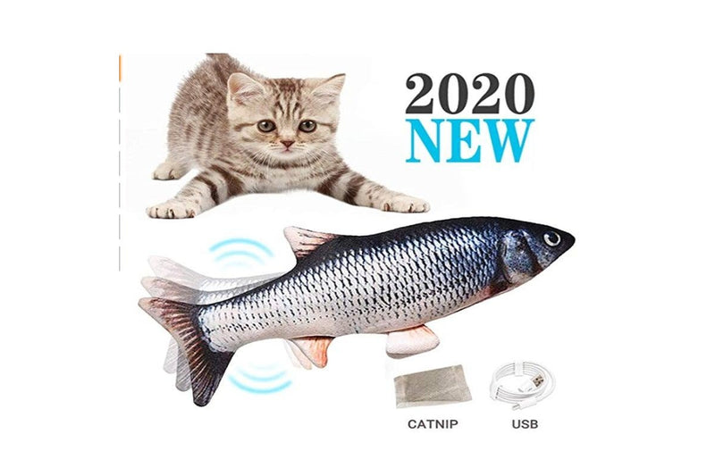 Moving Cat Kicker Fish Toy Realistic Flopping Wiggle Catnip Toys Plush Interactive Motion Kitten - Standard - Salmon