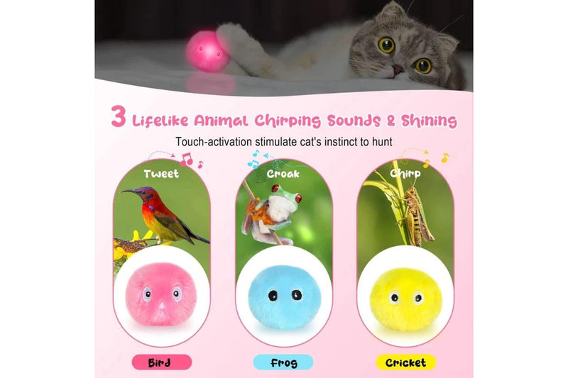 Fluffy Cat Ball Interactive Kitten Toy With Lifelike Sounds