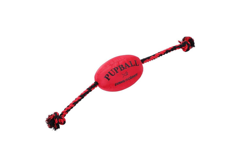 2x Paws & Claws 75cm Footy Oxford Dog Rope Toy Tugger Pupball Pet Chew Play Red