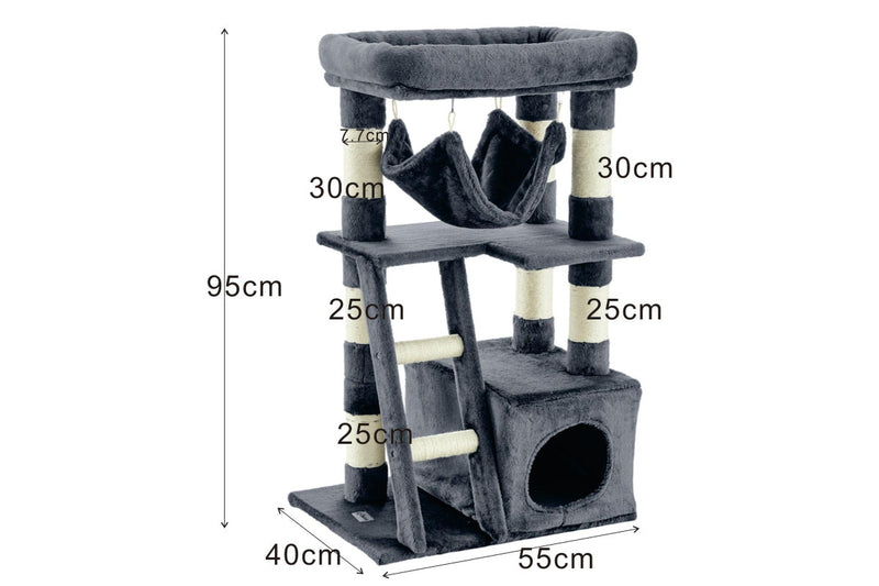 Zoomies Cat Tree Condo House - Dark Grey