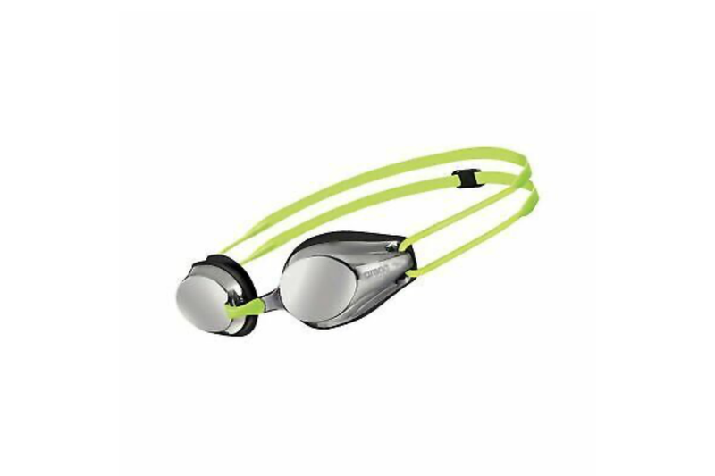 Arena Racing Tracks Junior Mirror Swimming Goggles - Silver/Black/Fluro Yellow