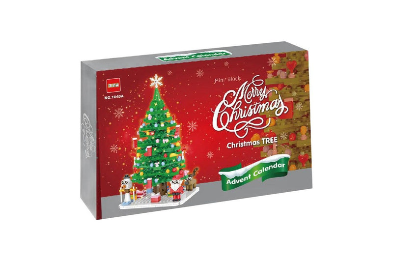 2024 Advent Calendar Christmas Tree Building Set with LED Light String Xmas Countdown Calendar