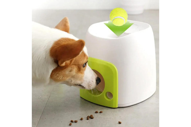 Pet Dog Double Hole Food Reward Machine Automatic Dog Toy Tennis Ball Launcher