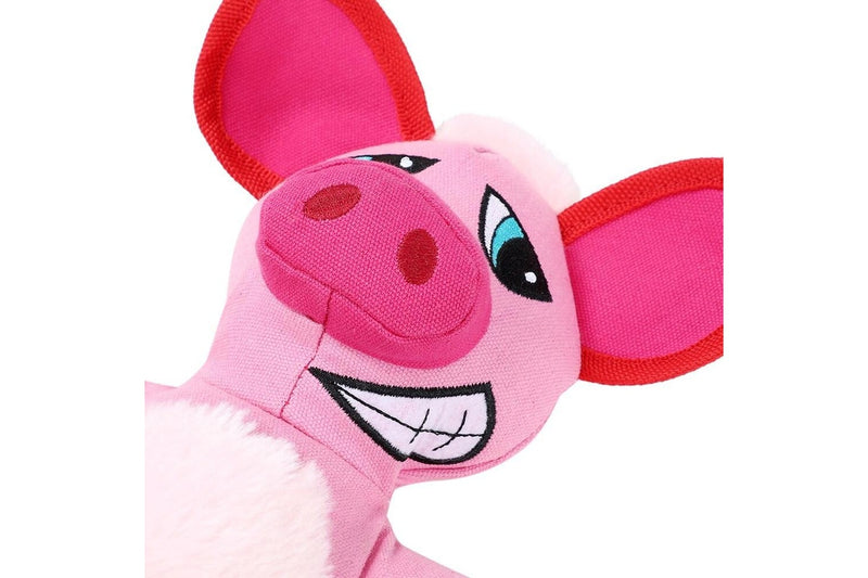 Paws & Claws 32cm Super Tuff Buddies Oxford Pet Interactive Toy Pig w Squeaker