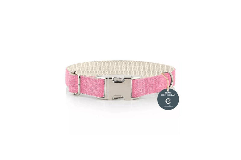 Natural Hemp & Cotton Dog Collar (Pretty Pink) Large