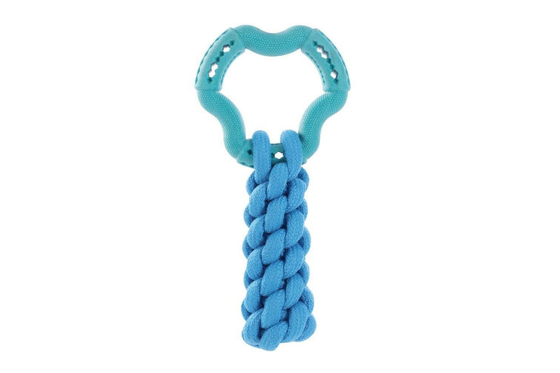 2x Paws & Claws Fetch N' Play Ring + Rope Tugger Dog Pet Toy Assorted 24x12x6cm