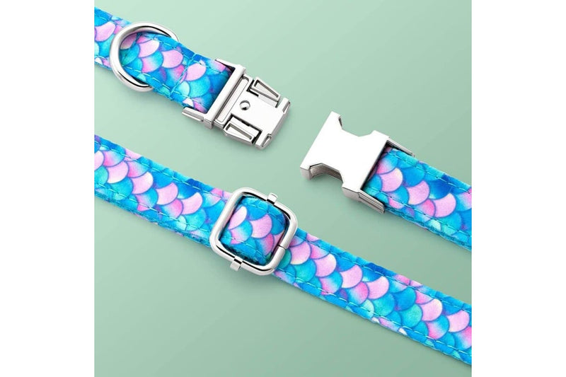 Sturdy Lightweight Adjustable Comfortable Mermaid Blue Collar For Small Medium And Large Dogs