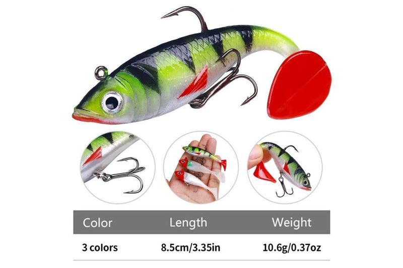 5 Piece Hengjia So071 t Tail Lead Fishing Lure Soft Bait 8.5cm 10.6g