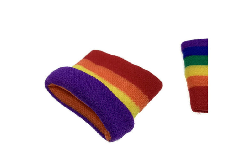 2x RAINBOW WRISTBANDS Gay Lesbian Pride LGBT Mardi Gras Party