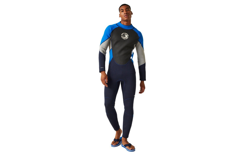 Regatta Mens 3mm Thickness Full Wetsuit (Navy/Oxford Blue/Silver Grey) (XL-XXL)