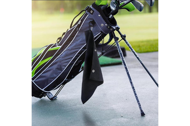 HYPERANGER 3 Pack Microfiber Golf Towels with Clip - Black