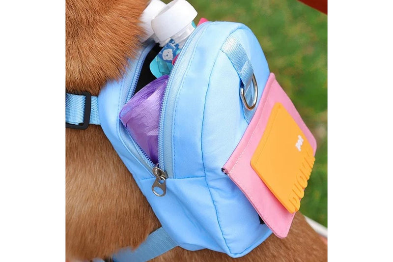 Dog Backpack Harness with D-Ring - Blue