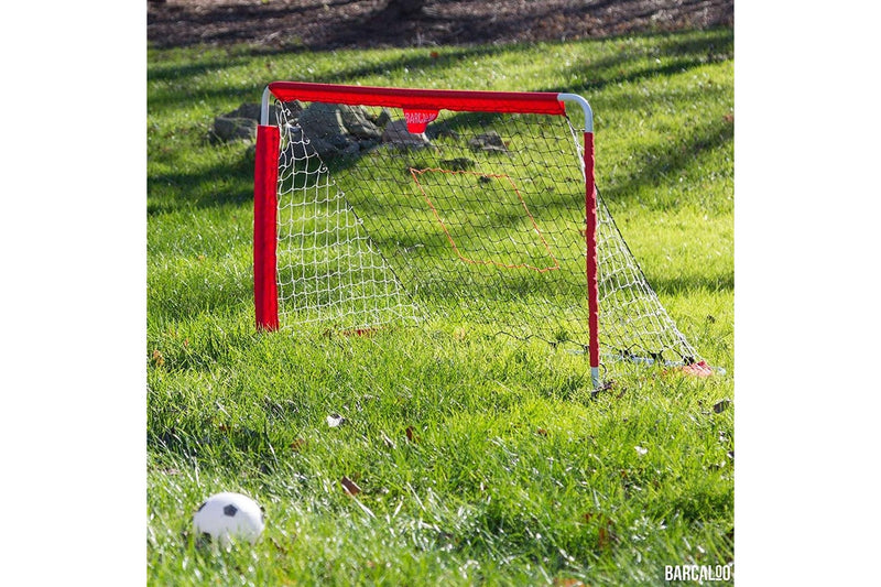 2x Barcaloo Hybrid Portable Kids Toy Soccer Goal Set w Hockey Sticks Balls 3y+