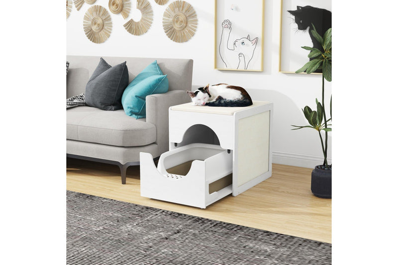 Zoomies Pull-Out Cat Litter Box Enclosure - White