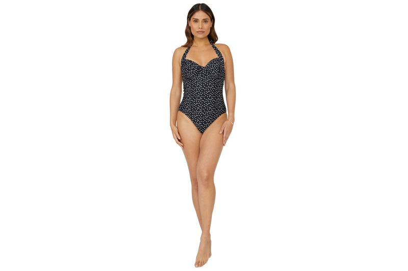 Gorgeous Womens/Ladies Spotted Underwired One Piece Swimsuit (Monochrome) (32GG)