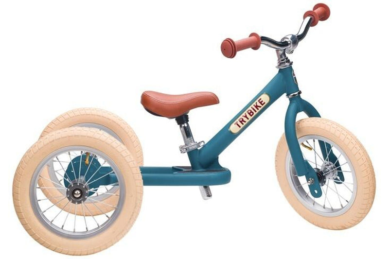 Trybike: 2-In-1 Steel Balance Bike - (Matte Blue/Brown)