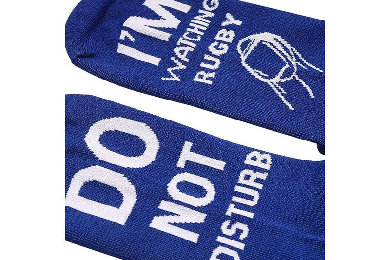 Pair of I'M WATCHING Unisex RUGBY Rugby Socks for Football Lover Blue