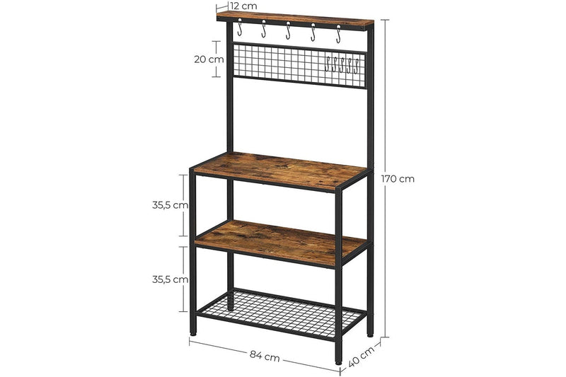 Vasagle Industrial Kitchen Baker's Rack - 3-Tier (Rustic Brown)