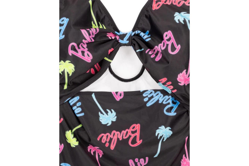 Barbie Womens/Ladies Palm Tree Logo One Piece Swimsuit (Black) (XL)