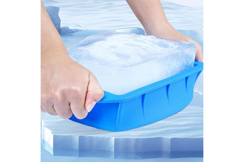 2Pcs Ice Block Mold Silicone Ice Grid Mould Blue